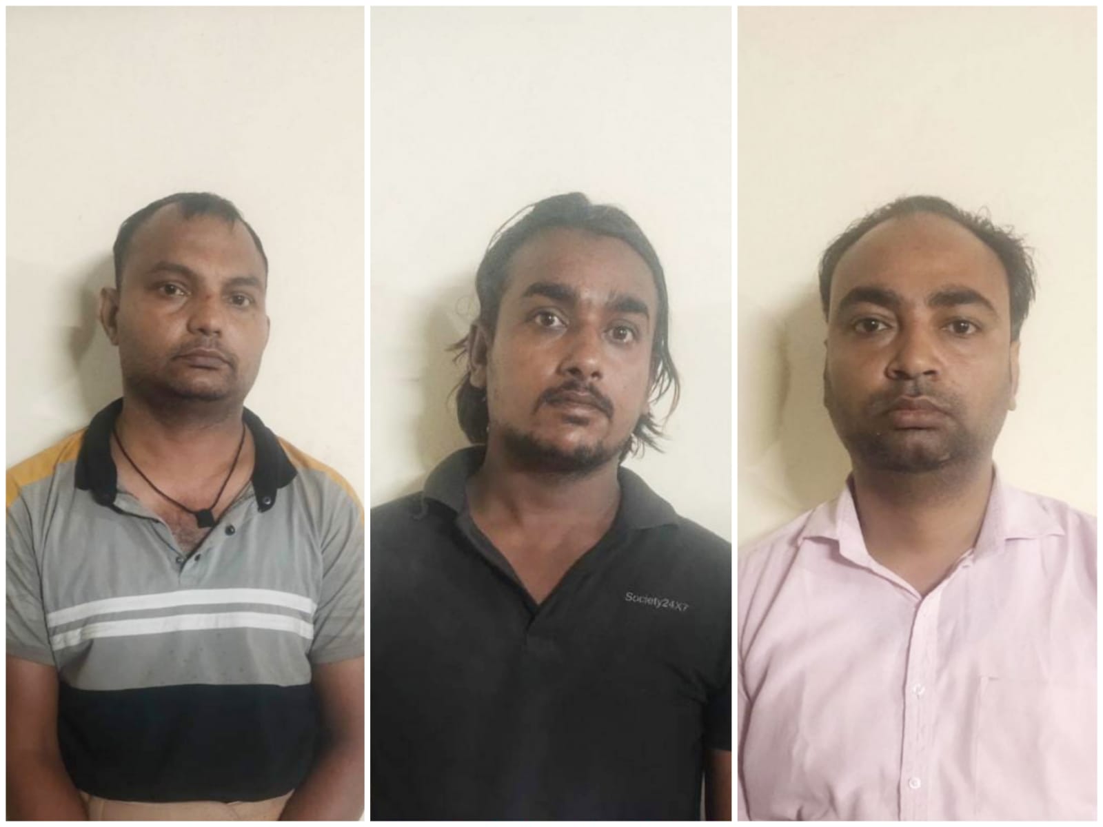 गिरफ्तार हुए तीनों आरोपी आजाद, अफजाल और गौरव।