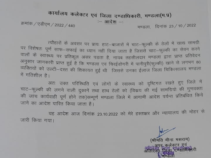 कलेक्टर ने जारी किए प्रतिबंधात्मक आदेश।