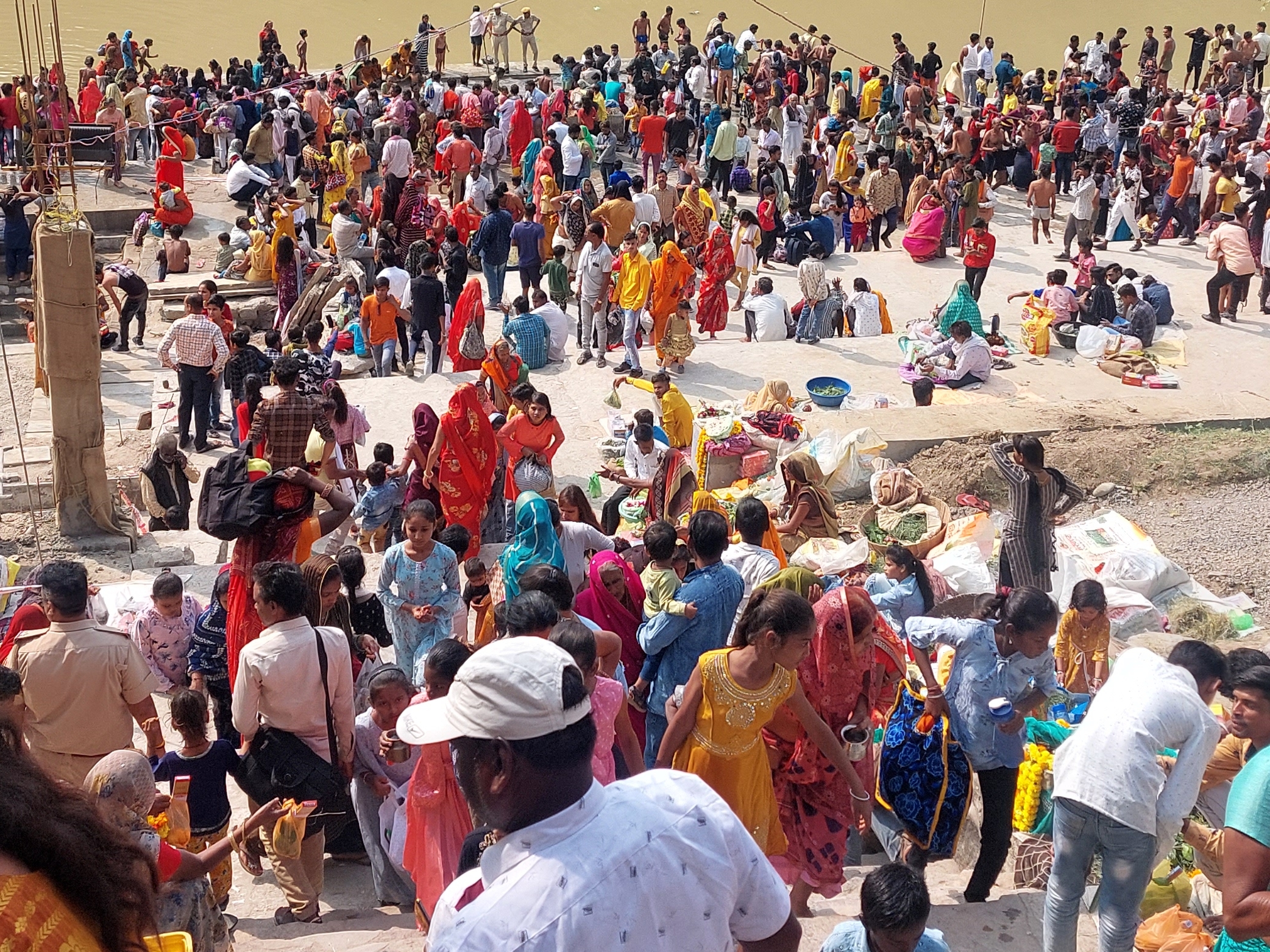 People gathered for a bath at the holy pool of Nagda, the main pool was ...