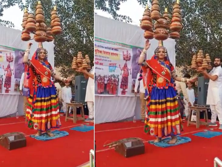 राहुल के स्वागत में लोक कलाकार रीना पवार ने बंजारा नृत्य की प्रस्तुति दी। उन्होंने 51 मटकी सिर पर रखकर डांस किया।