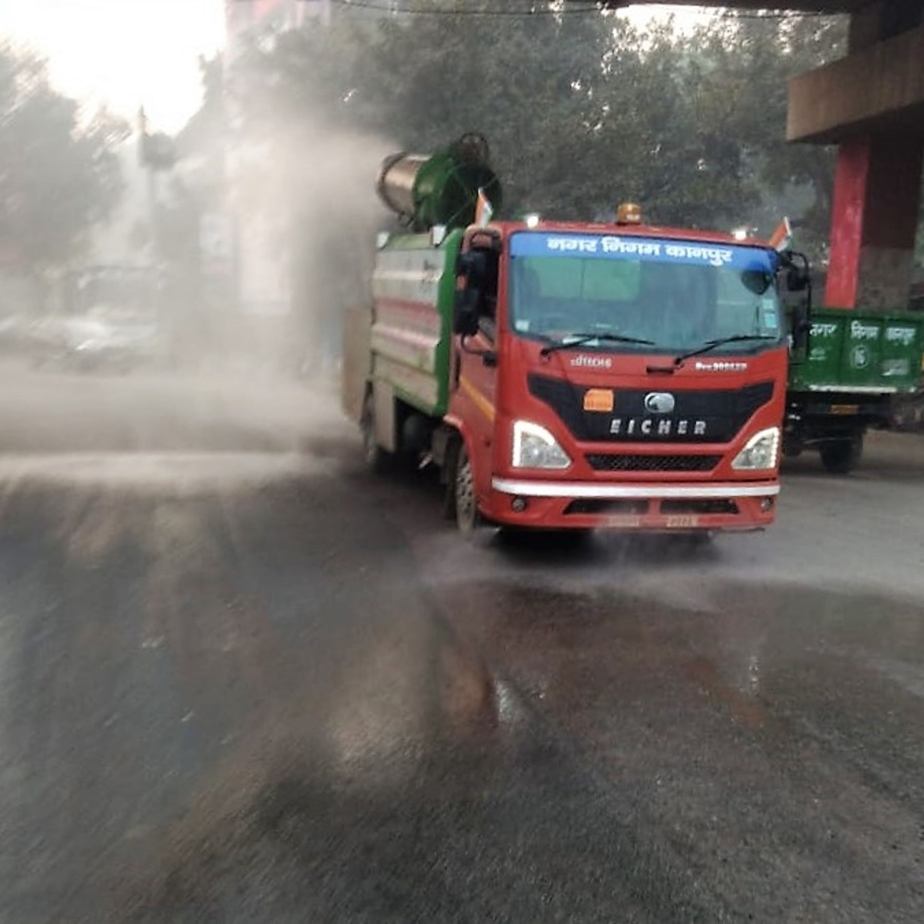 The municipal corporation sprinkles water only where pollution