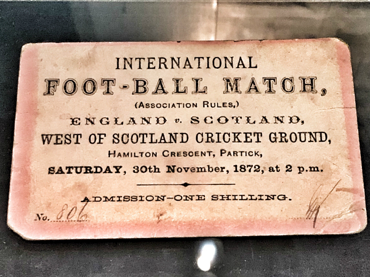 Tickets for the first international football match.