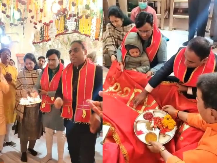 अधिकारियों की किया खजराना गणेश मंदिर में पूजन।