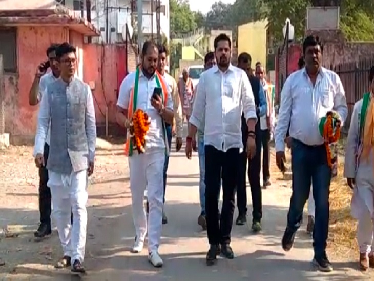 धीरज शर्मा रविवार को बिलासपुर पहुंचे। - Dainik Bhaskar