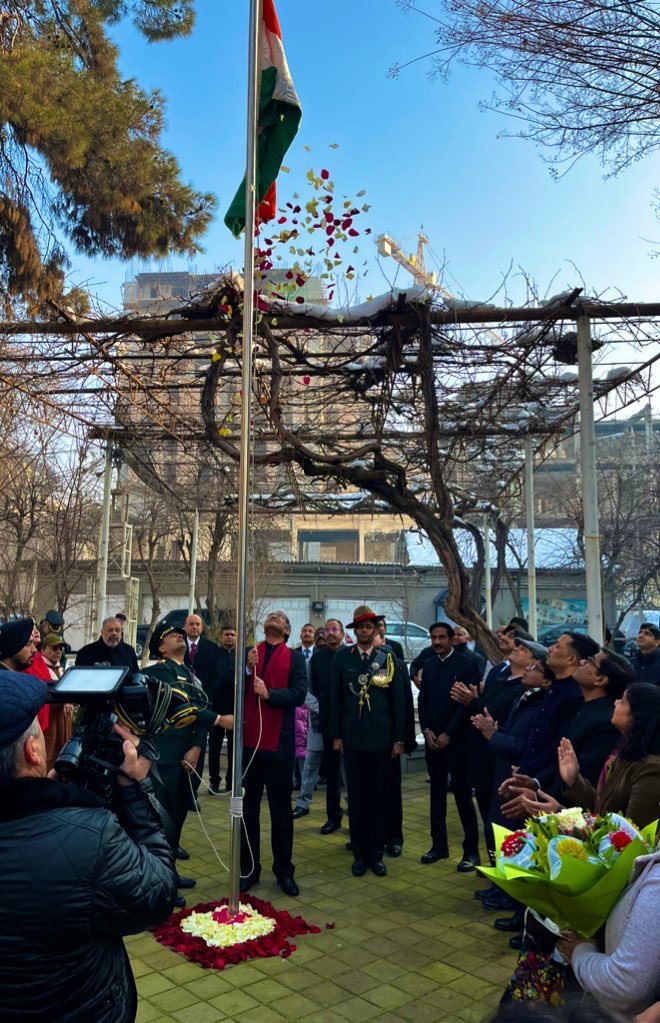 India's Ambassador to Tajikistan Viraj Singh hoisted the flag.