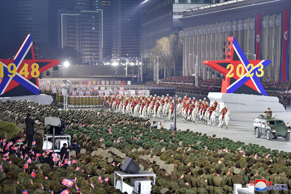 In the parade, North Korea displayed its military might as well as weapons and missiles.