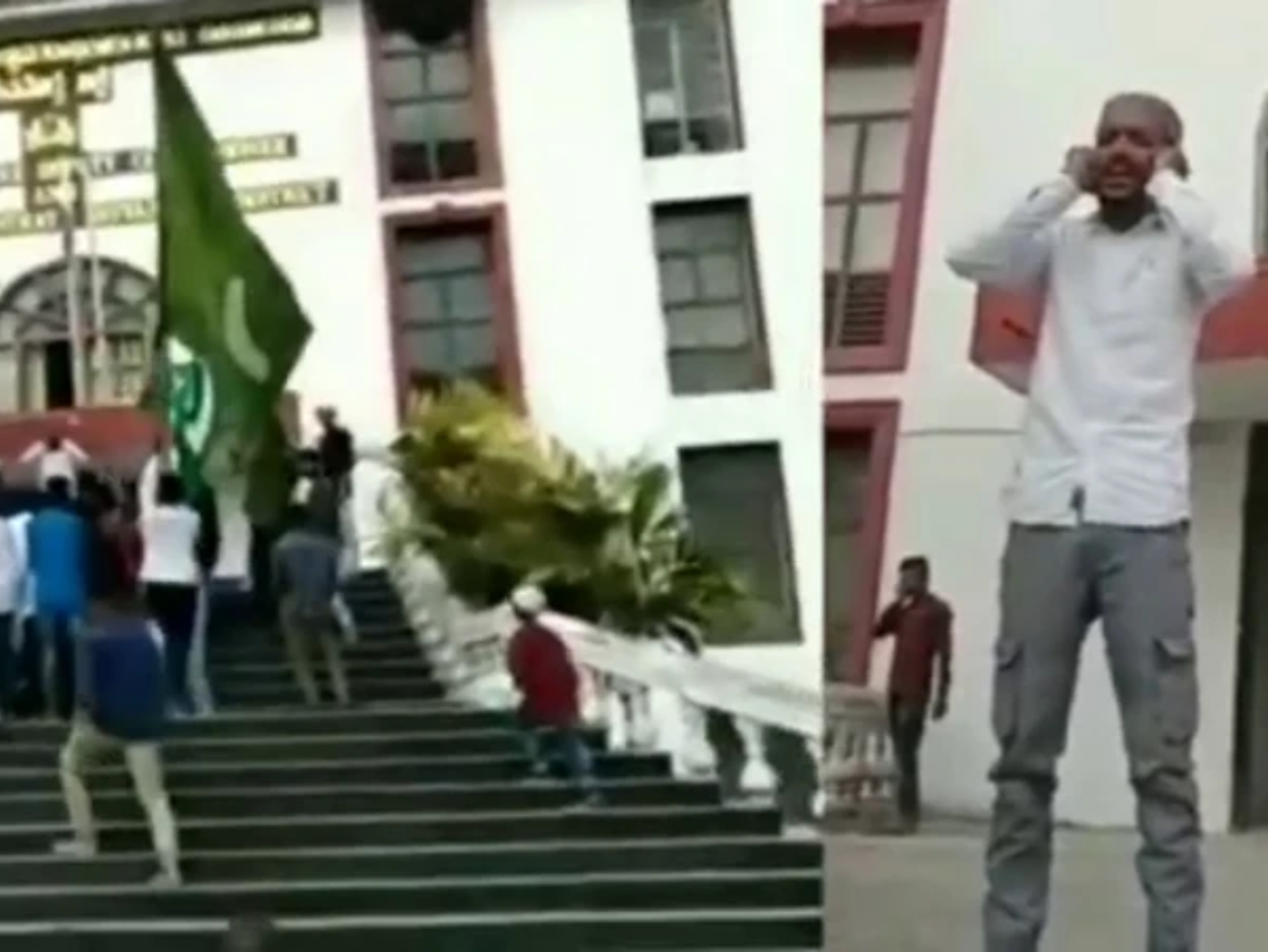 प्रदर्शन के बाद अजान देते युवक के वायरल वीडियो का स्क्रीनशॉट।