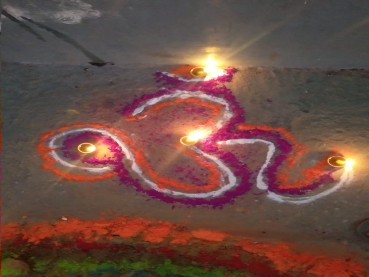 Rangoli decorated with saffron flags from cities to villages, bike ...