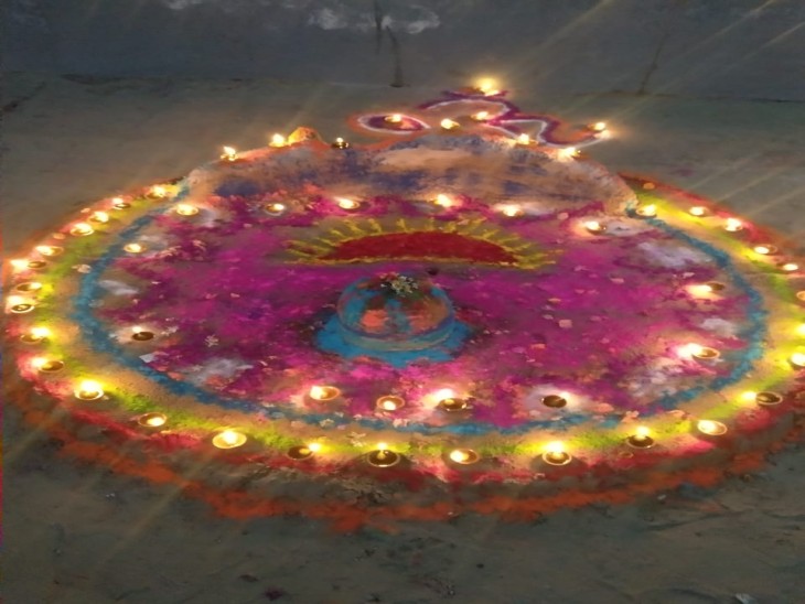Rangoli decorated with saffron flags from cities to villages, bike ...