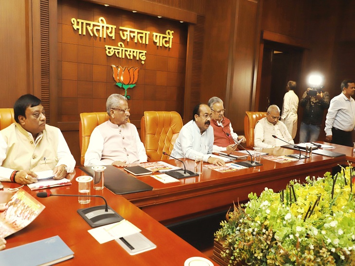 चुनावी साल में 6 घंटे संघ ने की अहम बैठक;इलेक्शन की कमान किसे, तय नहीं | RSS coordination meeting in Raipur BJP core group meeting Om Mathur BL Santosh BJP Chhattisgarh -