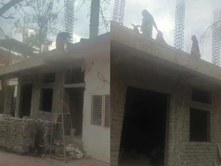 मंदिर के पिछले हिस्से में चल रहा है निर्माण काम