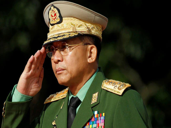 तस्वीर म्यांमार के मिलिट्री लीडर जनरल मिन आंग हलिंग की है।(फाइल फोटो)