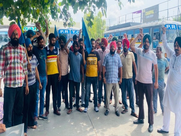 Punbus Punjab Roadways, Punbus and PRTC contract workers held gate rally at ...