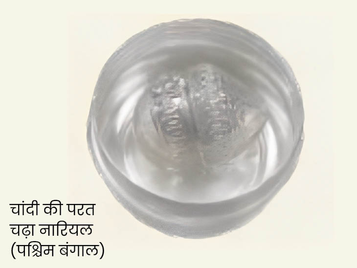 दस दानम् में पहला स्थान गोदान का है। इसके प्रतीक के तौर पर चांदी से मढ़ा नारियल रखा गया है। इसे पश्चिम बंगाल के कारीगरों ने बनाया है।