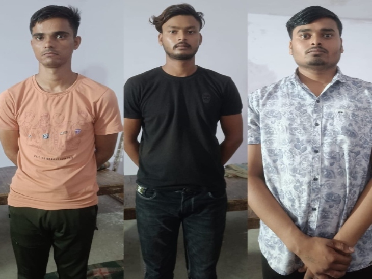 पकड़े गए लुटेरे, पहले नंबर पर सूरज, दूसरे नंबर पर अभिषेक, आखिर में सुनार प्रिंस जिसने लूटी गई चेन खरीदी थी। - Dainik Bhaskar