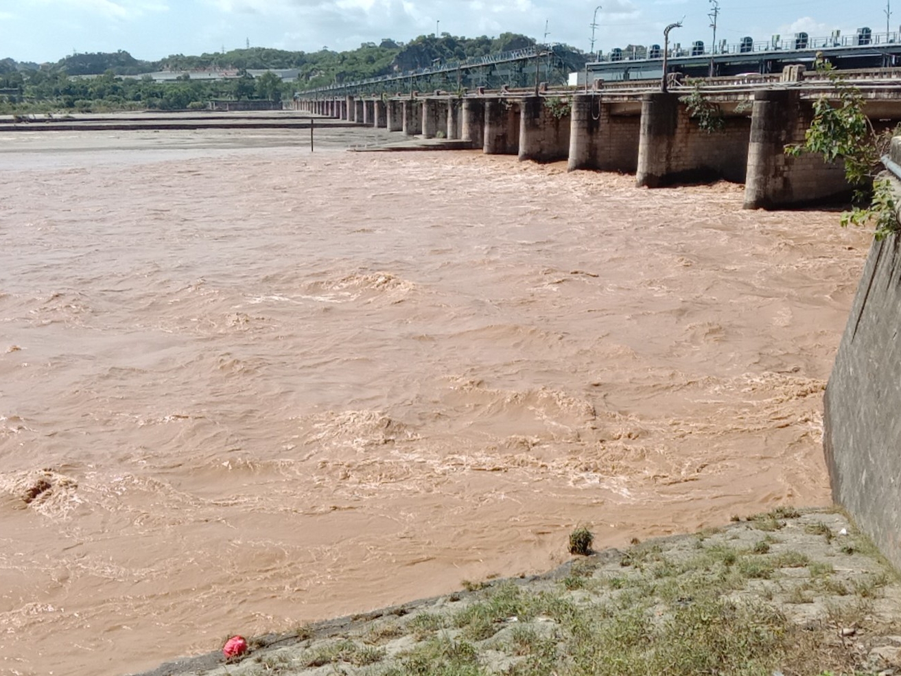 सतलुज दरिया में पानी अब इस रफ्तार से बह रहा हे।