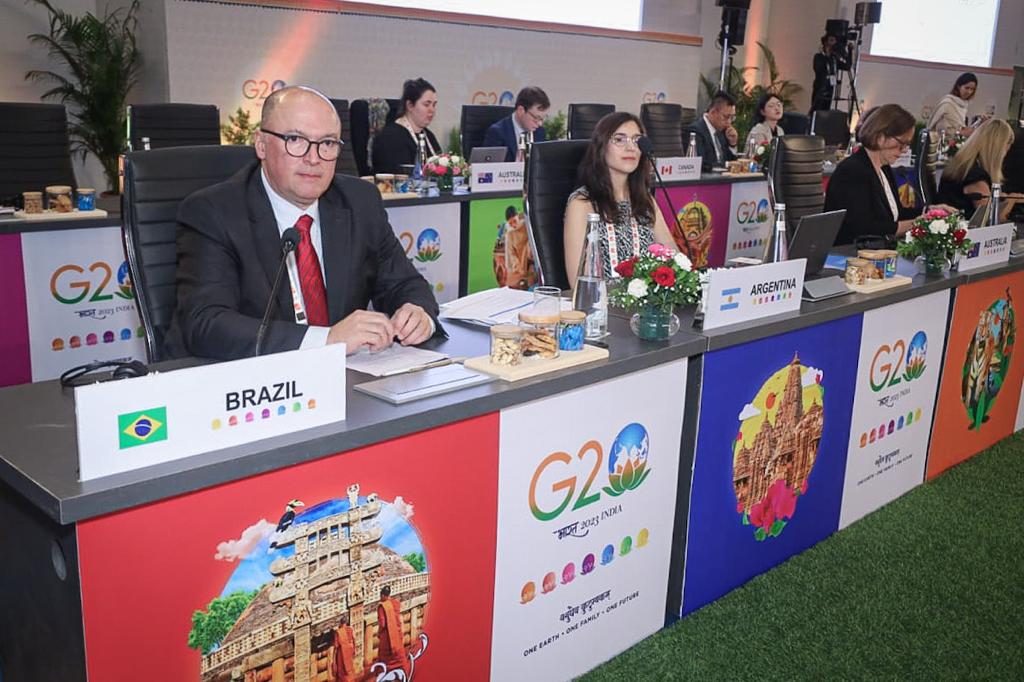 सम्मेलन में शामिल जी20 समूह देशों के प्रतिनिधि।