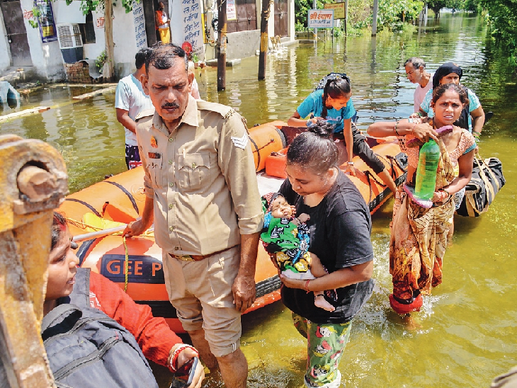 Low-lying areas of Delhi were flooded, people trapped there are being pulled out.