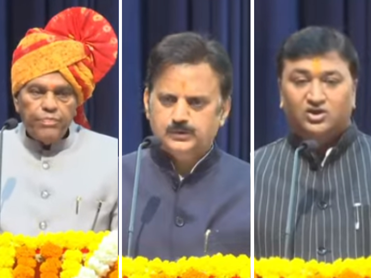 बालाघाट से गौरीशंकर बिसेन (महाकौशल), रीवा से राजेंद्र शुक्ला (विंध्य) और खरगापुर से विधायक राहुल लोधी (बुंदेलखंड) को मंत्रिमंडल में जगह दी गई है। (लेफ्ट टू राइट)