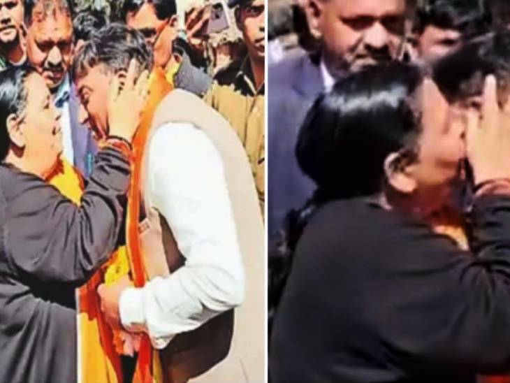 तस्वीर इसी साल फरवरी की है। उमा भारती 'मधुशाला में गोशाला' अभियान चला रही थीं। ओरछा से टीकमगढ़ जाते समय भतीजे राहुल लोधी ने उनका स्वागत किया। उमा ने उन्हें दुलारा और माथा चूमा। इसके तीन महीने पहले उन्होंने पूरी तरह संन्यास का ऐलान किया था।