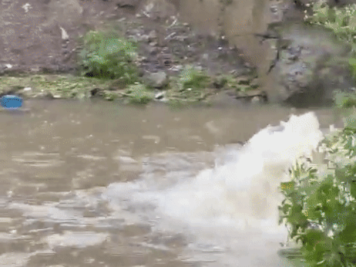 तीन इमली बस स्टैंड क्षेत्र में सड़क पर इस तरह से पानी ओवर फ्लो हो रहा था, ड्रेनेज लाइन चोक हो गई क्षेत्र के घरों में पानी घुस गया।