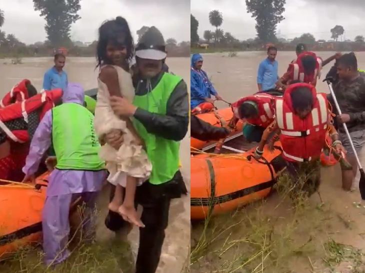 जिला प्रशासन ने रेस्क्यू अभियान चला कर राऊ तहसील के ग्राम कलारिया में गंभीर नदी डेम में फंसे 21 लोगों को बचाया