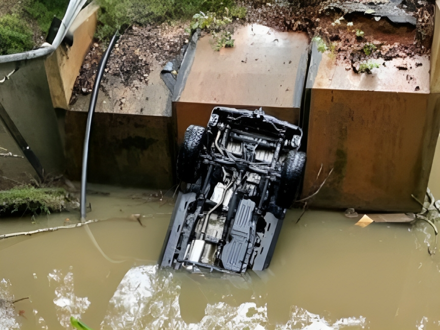 फिलिप पैक्सन की कार इसी टूटे हुए ब्रिज से गिर गई थी और उनकी मौत हो गई थी।