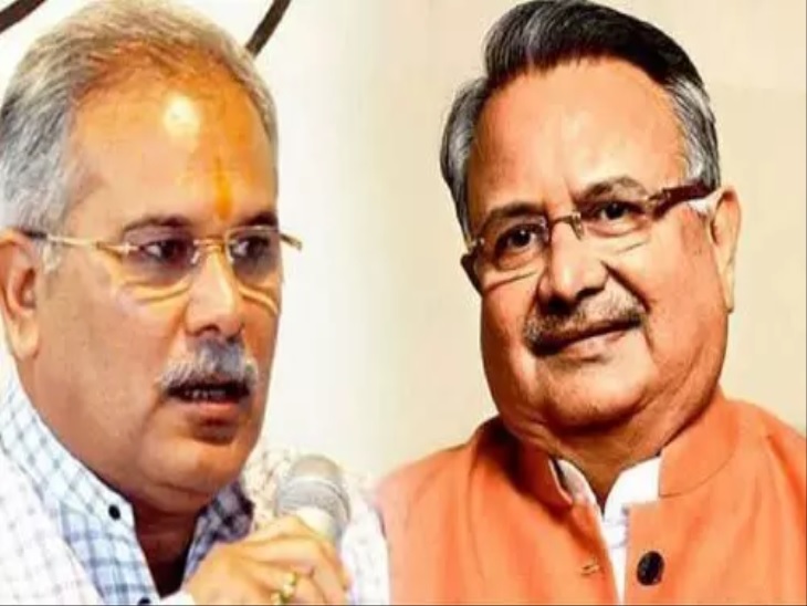 भूपेश बघेल और रमन सिंह।
