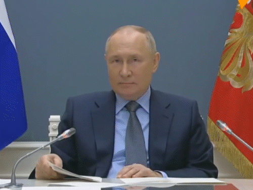 24 फरवरी 2022 को जंग शुरू होने के बाद रूसी राष्ट्रपति व्लादिमिर पुतिन ने पहली बार G20 लीडर्स को संबोधित किया। - Dainik Bhaskar