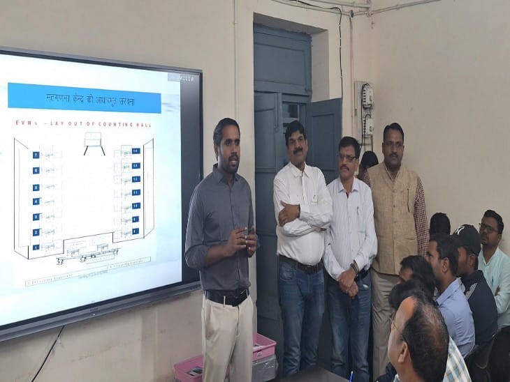 चुनाव ड्यूटी में लगे कर्मचारियों मतगणना की ट्रेनिंग दी गई ।