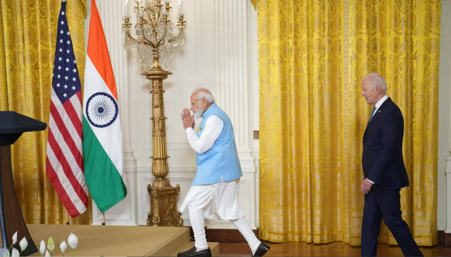 अमेरिका की स्टेट विजिट के दौरान प्रधानमंत्री नरेंद्र मोदी अमेरिकी राष्ट्रपति जो बाइडेन के साथ।