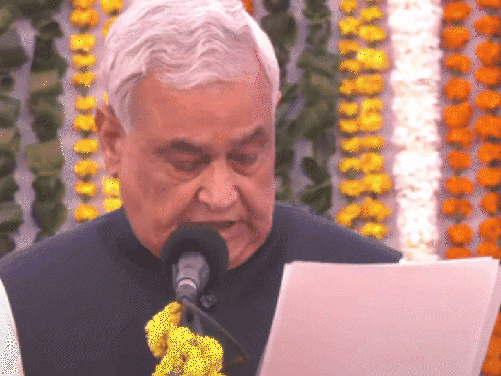 किरोड़ीलाल मीणा, राज्यवर्धन सिंह राठौड़, गजेंद्र सिंह खींवसर ने कैबिनेट मंत्री पद की शपथ ली। - Dainik Bhaskar