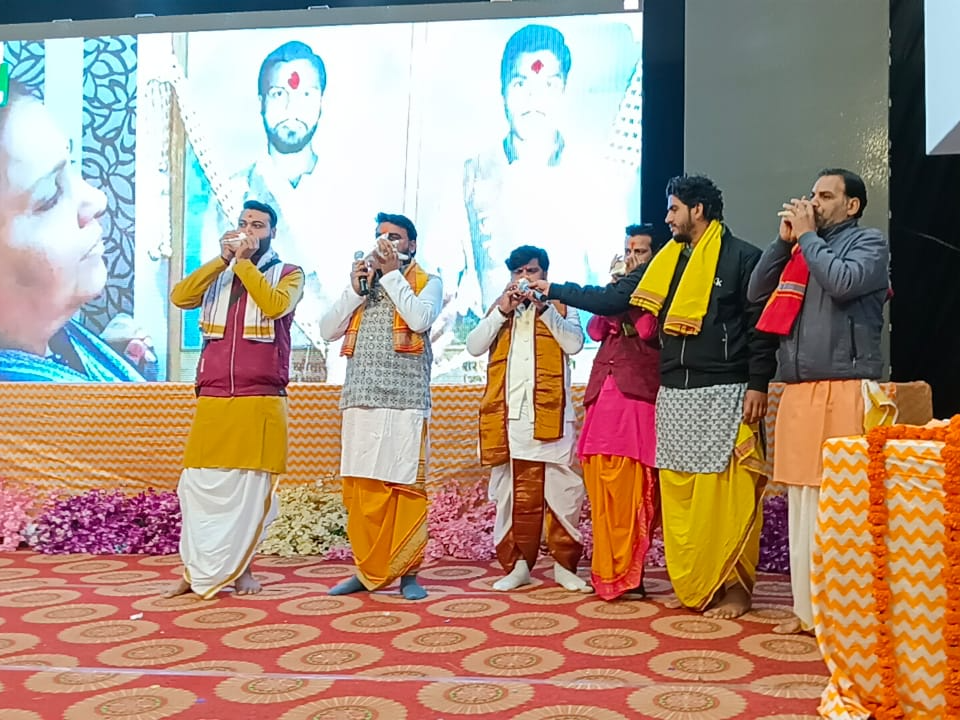 मानस भवन हुआ राममय VIDEO: पंचध्वनि से हुई कार्यक्रम की शुरुआत; रामलीला के कलाकारों ने संवाद का किया मंचन