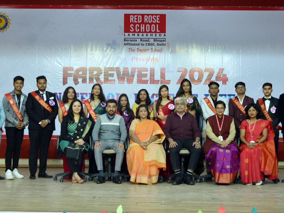 Farewell to class 12 students at Red Rose School Lambakheda Bhopal