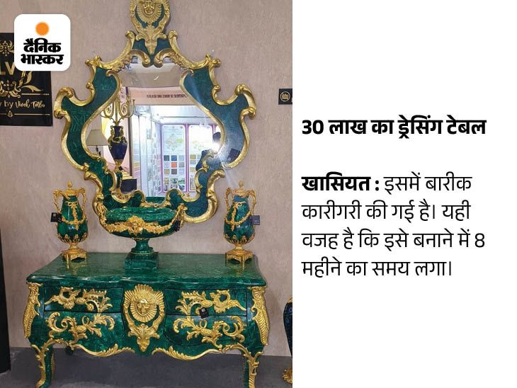 Jaipur India Stonemart 2024; Rs 3.5 Crore Bedroom (Gold Bed, Watch, Mirror)