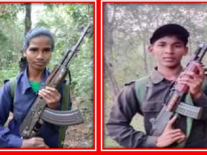 सेक्शन कमांडर कंपनी नंबर 2 की खूंखार महिला नक्सली माड़वी राजे और बटालियन नंबर 1 का सदस्य माड़वी बोज्जा मुठभेड़ में मारे गए। दोनों की तस्वीर - Dainik Bhaskar