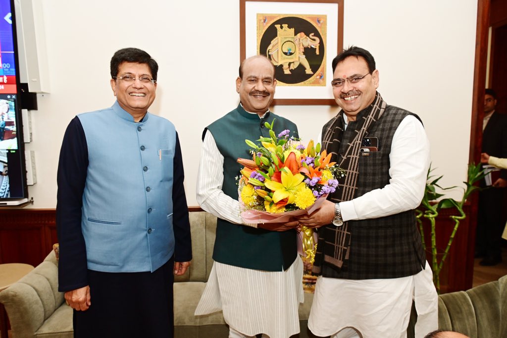 CM Bhajanlal met Amit Shah and Birla, Loksabha and Rajyasabha Election ...