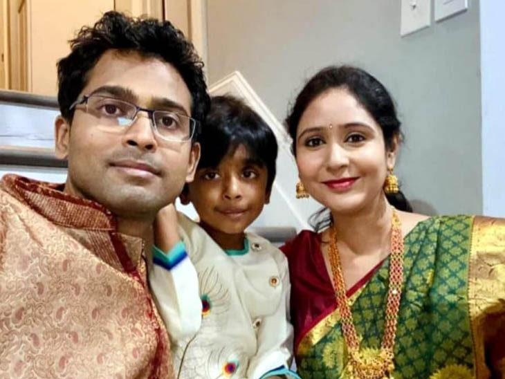 तस्वीर मृतक योगेश, उसकी पत्नी और 6 साल के बेटे की है। पुलिस को मैरीलैंड में एक घर से इनके शव बरामद हुए।