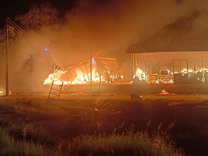 पोटा केबिन जहां आग लगी है।