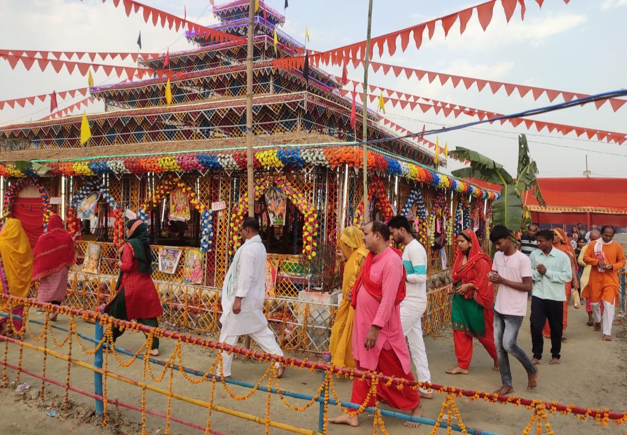 Crowd of devotees is gathering for the circumambulation of Sahastra Chandi  Mahayagya.