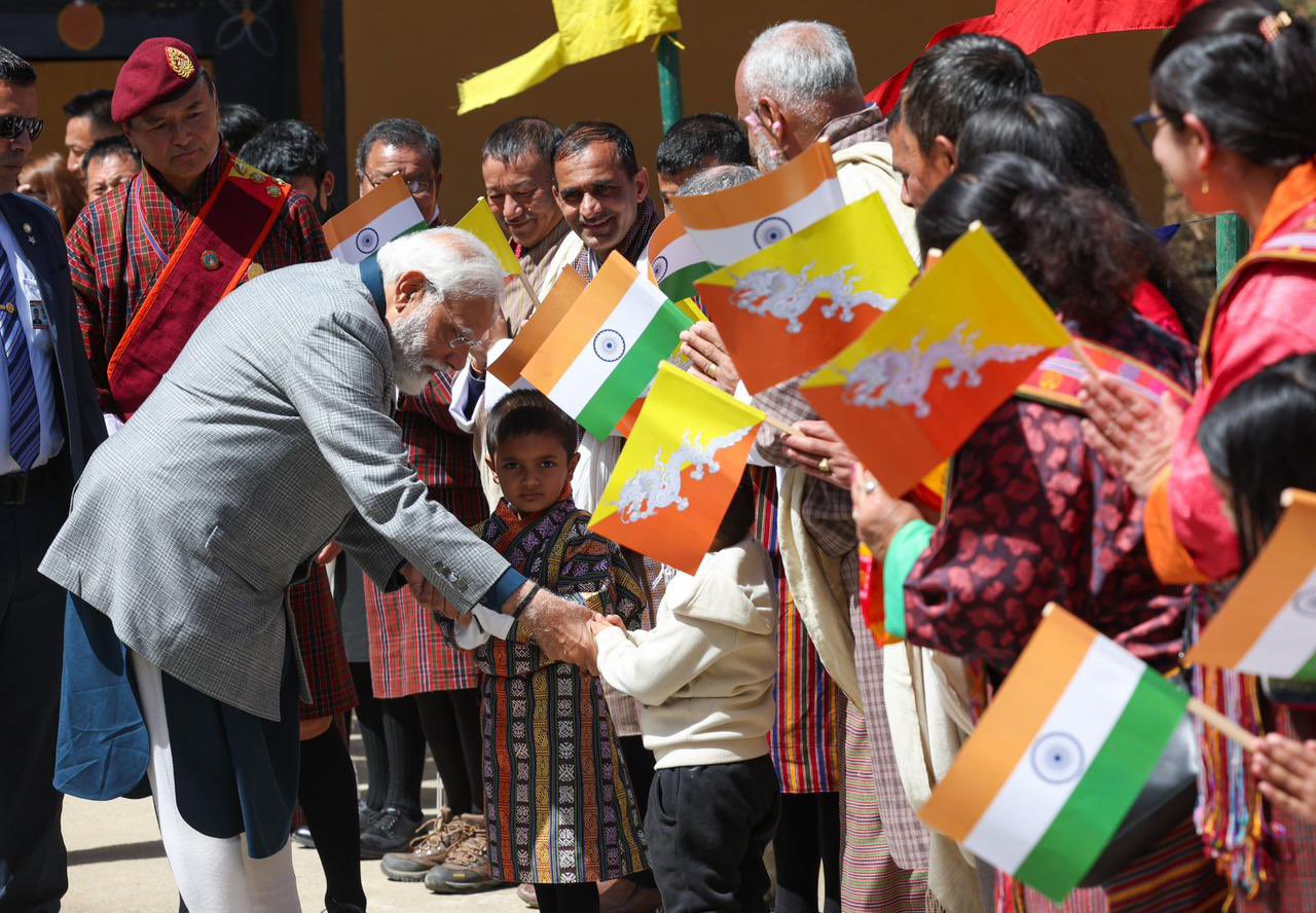 प्रधानमंत्री के भूटान दौरे की यह तस्वीर भारतीय विदेश मंत्रालय ने शेयर की है।