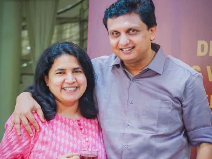 वीणा विजयन अपने पति मोहम्मद रियाज के साथ। उनके पति केरल सरकार में मंत्री हैं। - Dainik Bhaskar