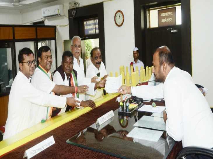 कांग्रेस प्रत्याशी कवाली लखमा ने दाखिल किया नामांकन।