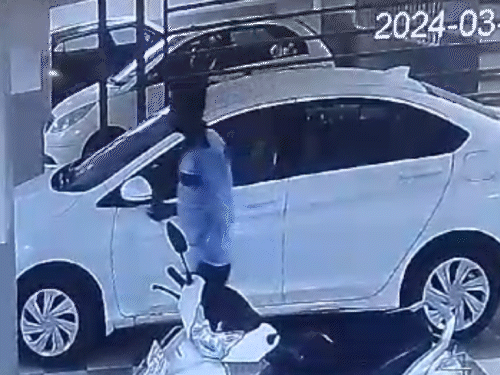 रायपुर में एक होंडा सिटी कार की चोरी हो गई। इस चोरीकांड का अब CCTV वीडियो सामने आया है।  - Dainik Bhaskar