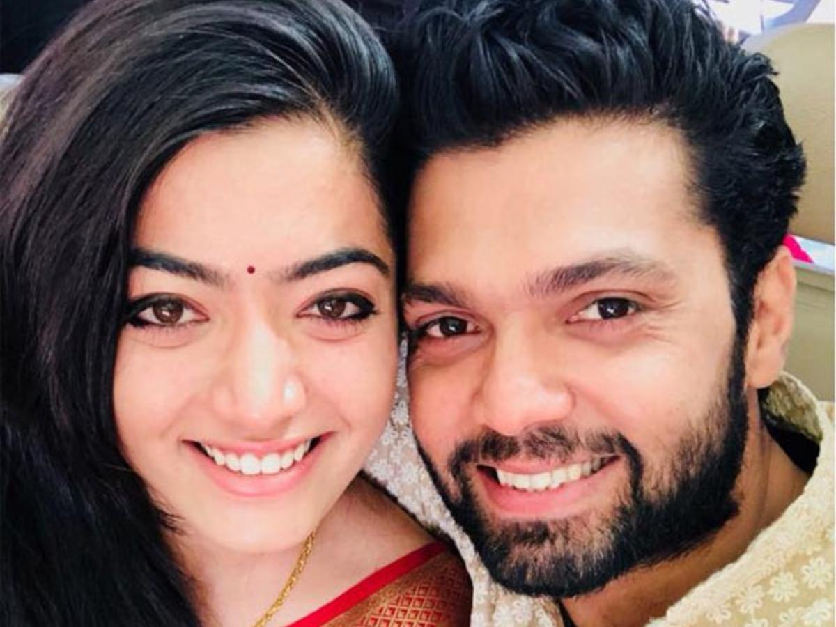 रक्षित शेट्टी के साथ रश्मिका।