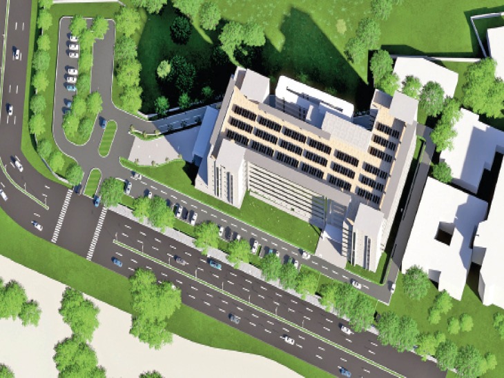 नए अस्पताल की डिजाइन फाइनल कर ली गई है। बनने के बाद ऐसी नजर आएगी नई बिल्डिंग। - Dainik Bhaskar