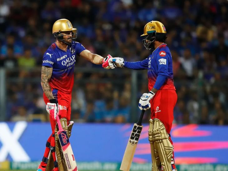 फाफ डु प्लेसिस और रजत पाटीदार ने अर्धशतकीय साझेदारी की।