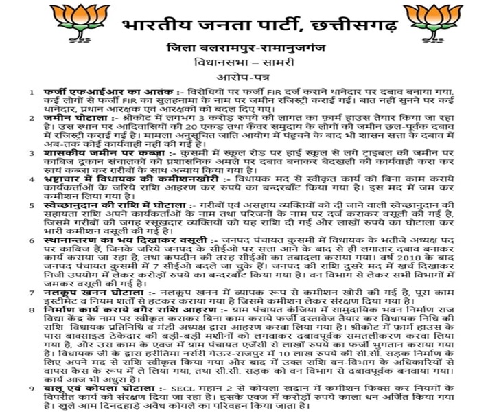 वायरल किया जा रहा आरोप पत्र।