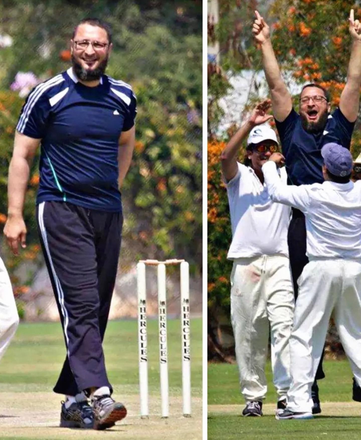 असदुद्दीन ओवैसी की ये तस्वीर सांसद बनने के बाद एक फ्रेंडली मैच खेलने के समय की है।