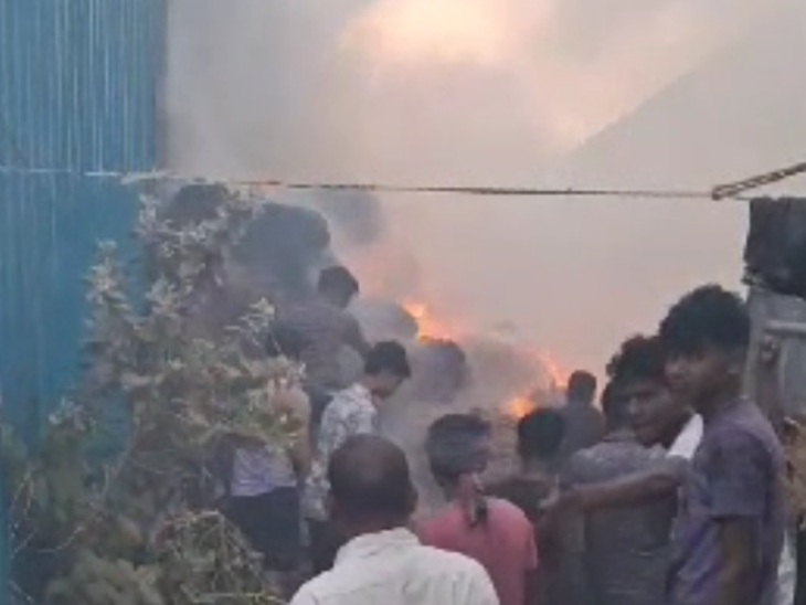 People gathered at the scene after the fire